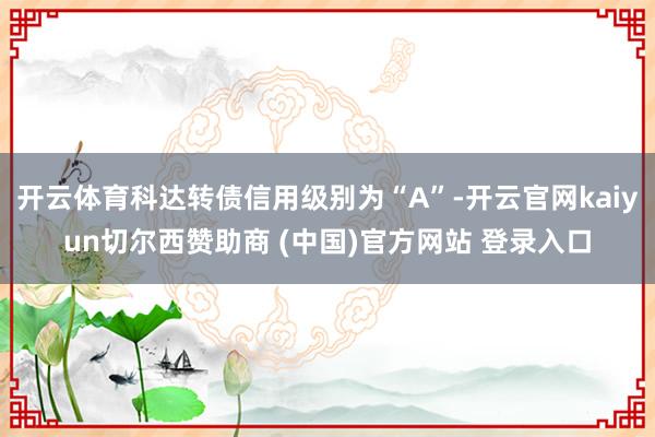 开云体育科达转债信用级别为“A”-开云官网kaiyun切尔西赞助商 (中国)官方网站 登录入口